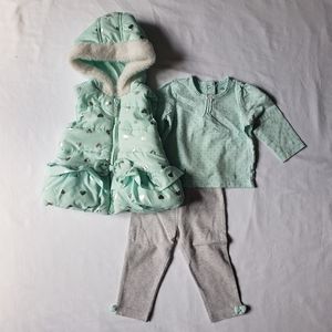 Little Me Baby Girl Vest, Shirt, Pant Set
